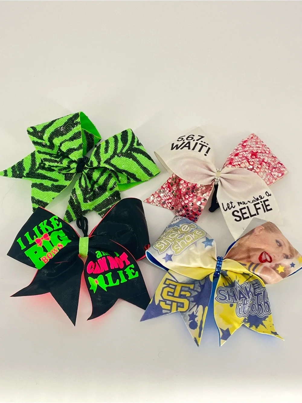 Lot of 4 Cheer Hair Bows JoJo Siwa Taylor Swift Neon Y2K Dance Competition